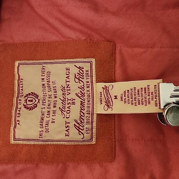 Abercrombie And Fitch Y2K Size Medium Wool Blend Short Peacoat Pink Rose - Picture 10 of 10